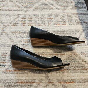 Cole Haan Black Leather Open-Toe Shoe